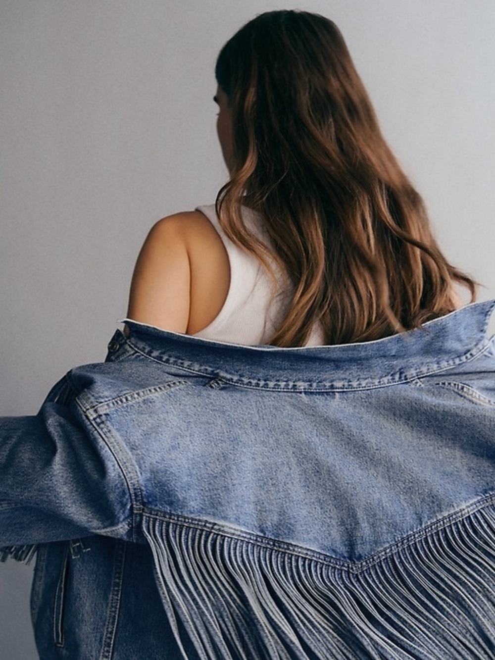 GAP Light Blue Fringe Denim Jacket - Picture 3 of 5